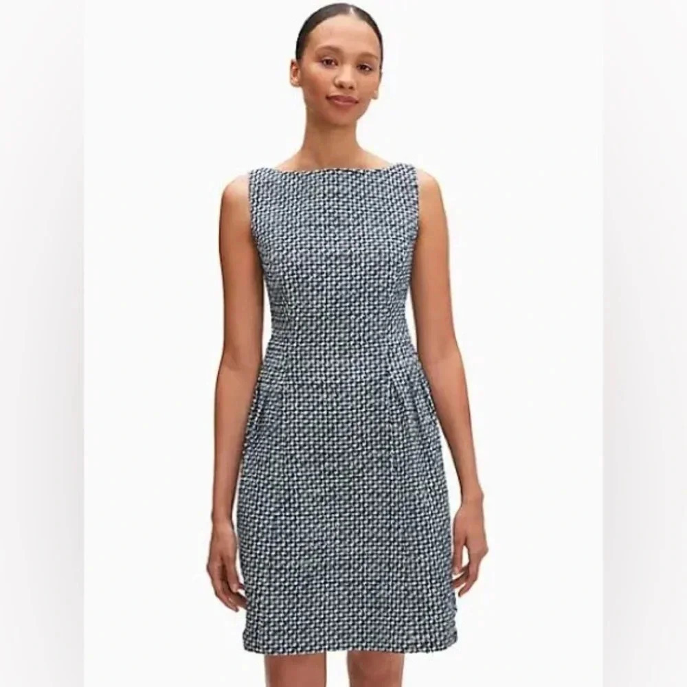 Kate Spade Nautical Tweed Dress Size 10 - Navy Blue/light blue/white NWT